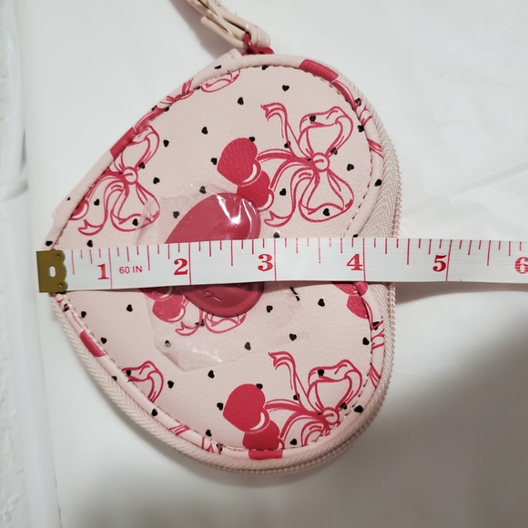 Luv Betsey By Betsy Johnson Heart-Shaped Wristlet with Pink Bows and hearts - Picture 8 of 9